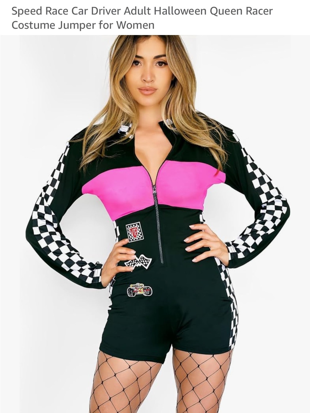 Black and Pink Checkered Zip-Up one piece